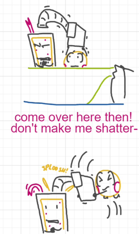 A panel from Ready Oar Knot, episode three of the Board Boards object show by Furretwalk/WalkingFurret.